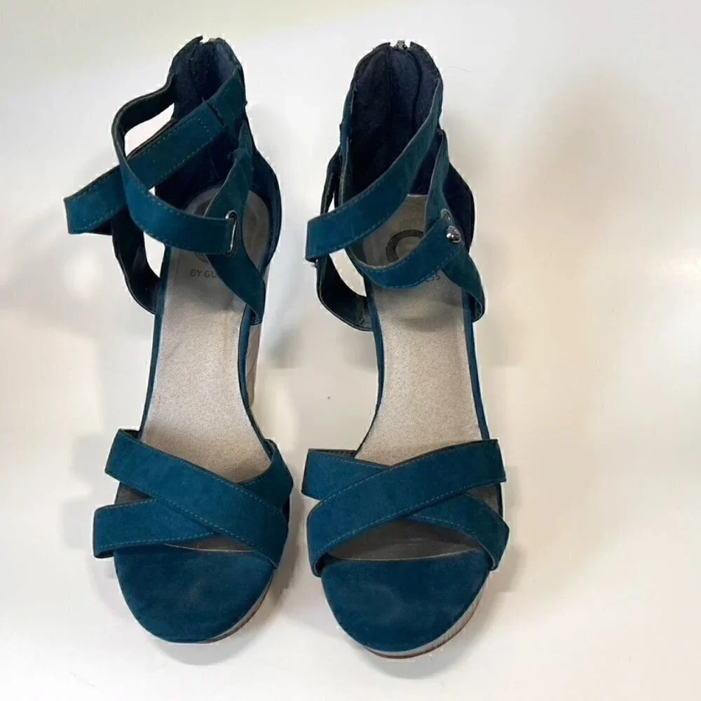 G by Guess Blue Strappy Heels with Ankle Strap